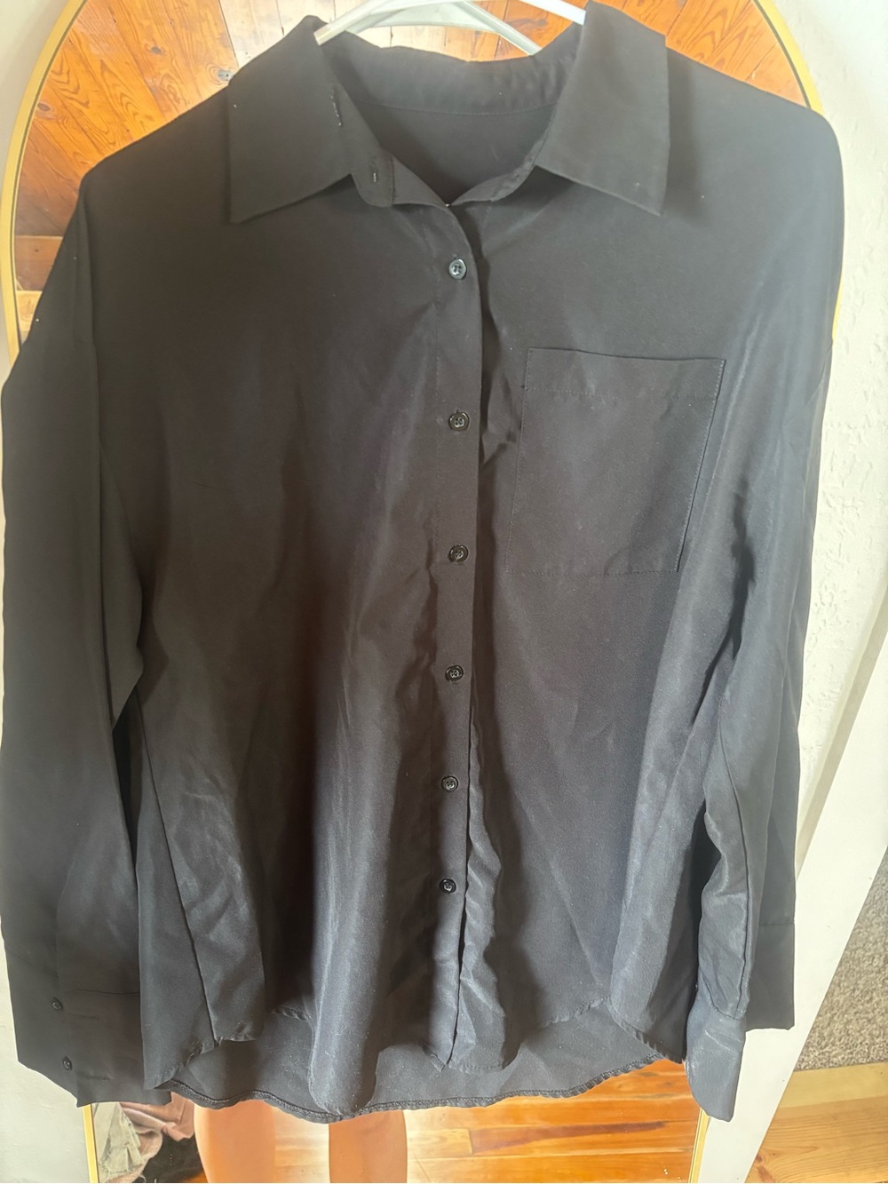 Black Men's Button-Up Shirt - Classic Long Sleeve
